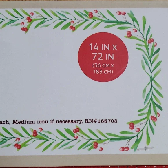 Holly Jolly Christmas Table Runner red - Picture 4 of 5